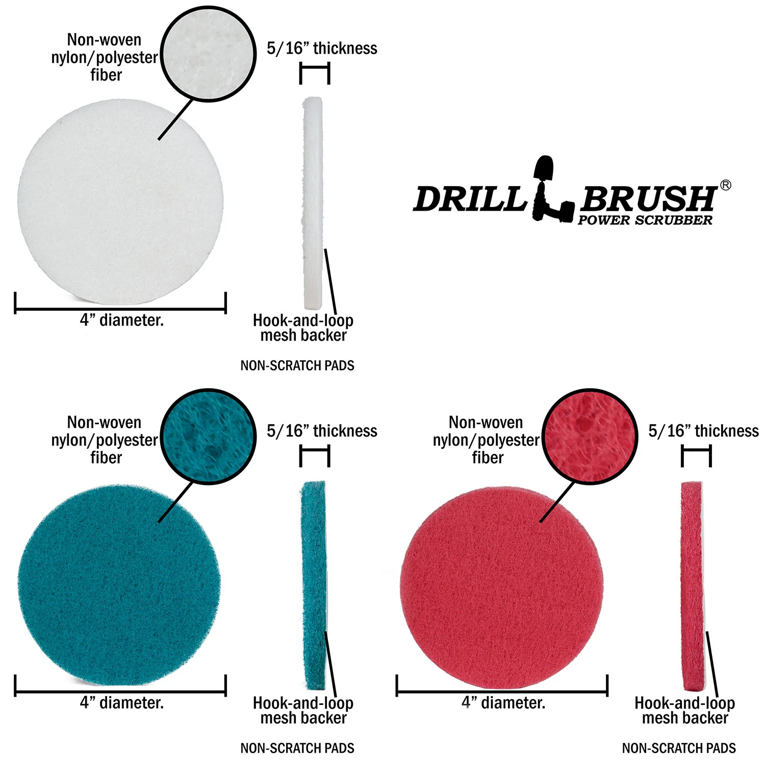 Original, 4in, & 2in Stiff Black Brushes w/ 4in Variety Pads - Grill & Industrial | S-K42O-P4-2WRB-3V-QC-DB - Image 7