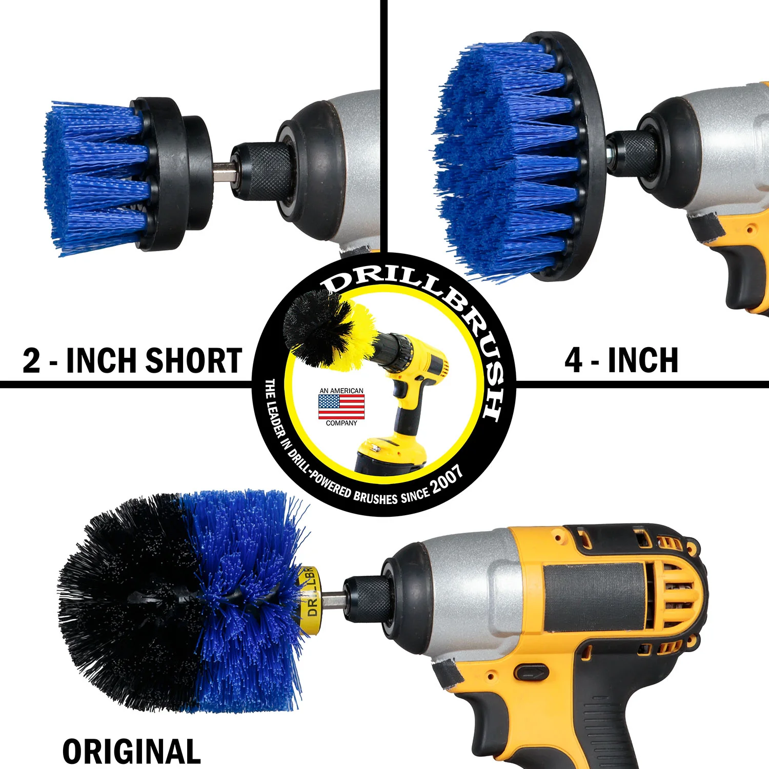 Original, 4in, & 2in Blue Brushes - Medium Bristles - Marine & Pool Cleaning | B-S-42O-QC-DB - Image 3