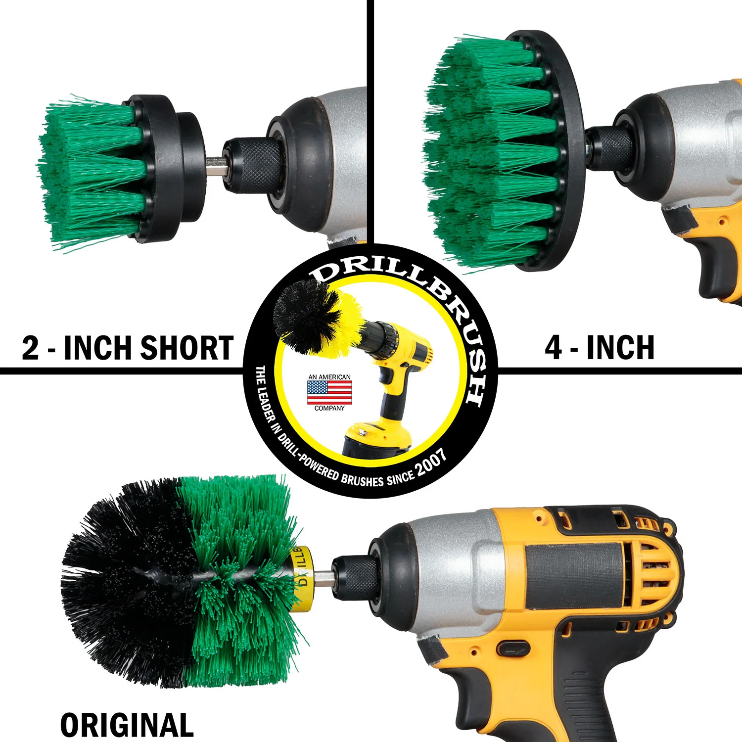 Original, 4in, & 2in Green Brushes - Medium Stiffness - Kitchen Cleaning | G-S-42O-QC-DB - Image 3