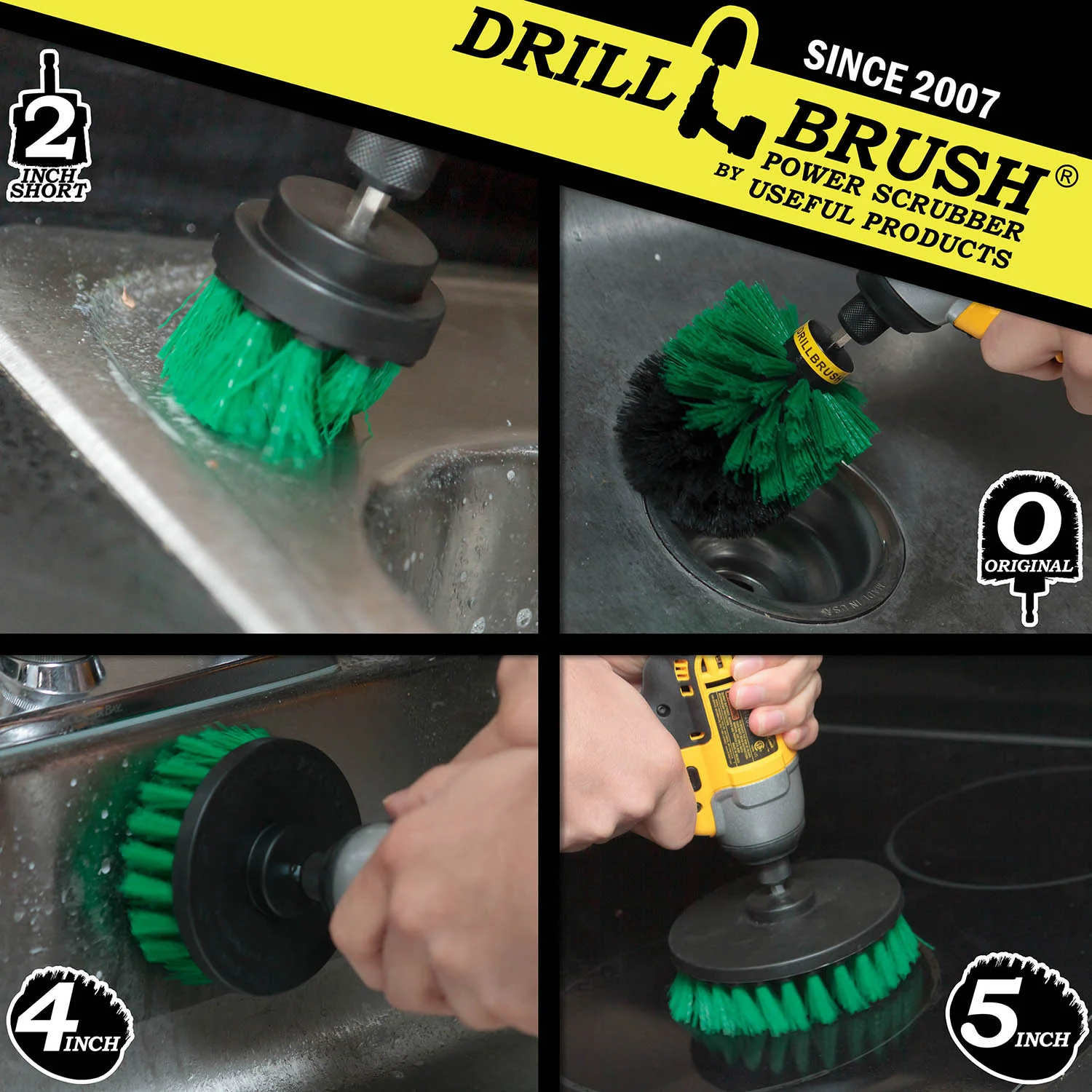 Original, 5in, 5in, 4in, & 2in Green Brushes - Medium - Kitchen & Appliance | G-S-5542O-QC-DB - Image 4