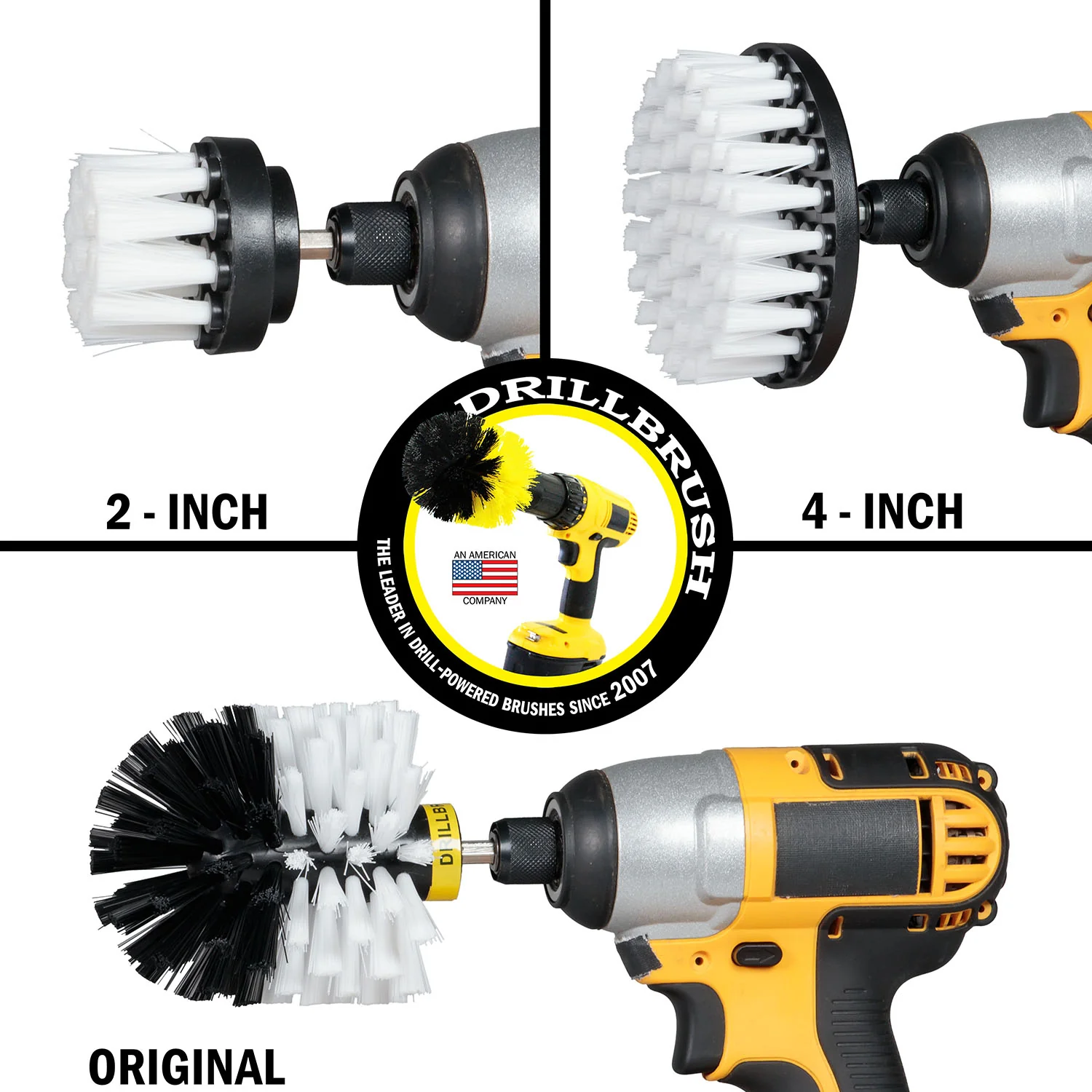 Original, 4in, and 2in White Brushes - Soft Bristles - Home & Auto Cleaning | W-S-42O-QC-DB - Image 3
